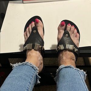 Black Studded Women's Sandals